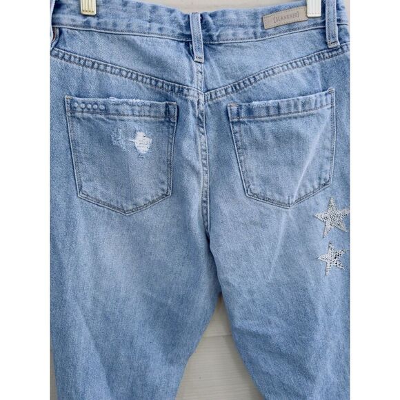 Blank NYC Jeans Women Size 26 Blue The Ludlow Girlfriend Crop Star Patches - Picture 7 of 10